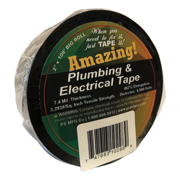 Amazing Tape Amazing 2 in. W X 108 ft. L Black Plastic Plumbing & Electrical Tape ATP24 - main